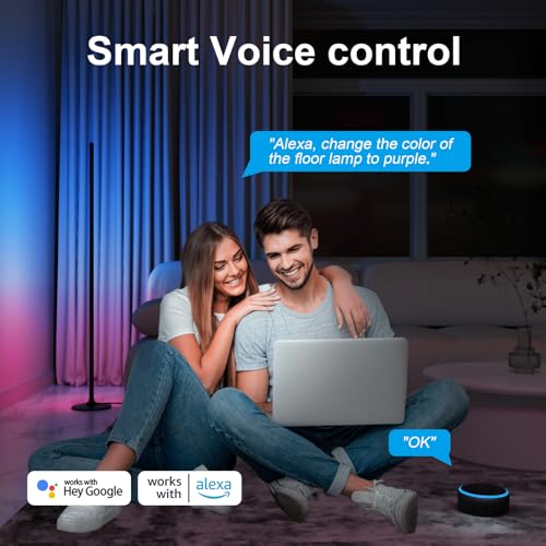 Image of Lanmonlily WiFi Smart LED Floor Lamp, Dimmable Compatible with Alexa and Google Assistant, App Control and Music Sync, 16 Million Colors