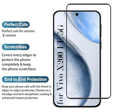 Image of Tempered Glass Screen Protector Compatible for VIVO X200 FE 5G | Front And Back Screen Guard With camera lens protector (X200 FE 5G, Combo)