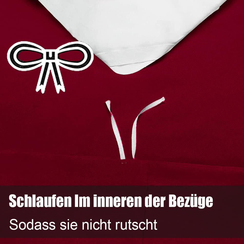 Soifox Beddengoed, 140 x 200 cm, rood, beddengoedset van microvezel, strijkvrij en kreukvrij, 1 dekbedovertrek 1 kussensloop 80 x 80 cm, met ritssluiting