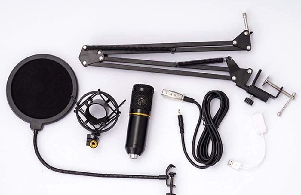 Mikrofon pojemnościowy z zestawem kart dźwiękowych USB Komputer K Mikrofon do utworów Śpiewanie Nagrywanie Krzyczenie Mikrofon