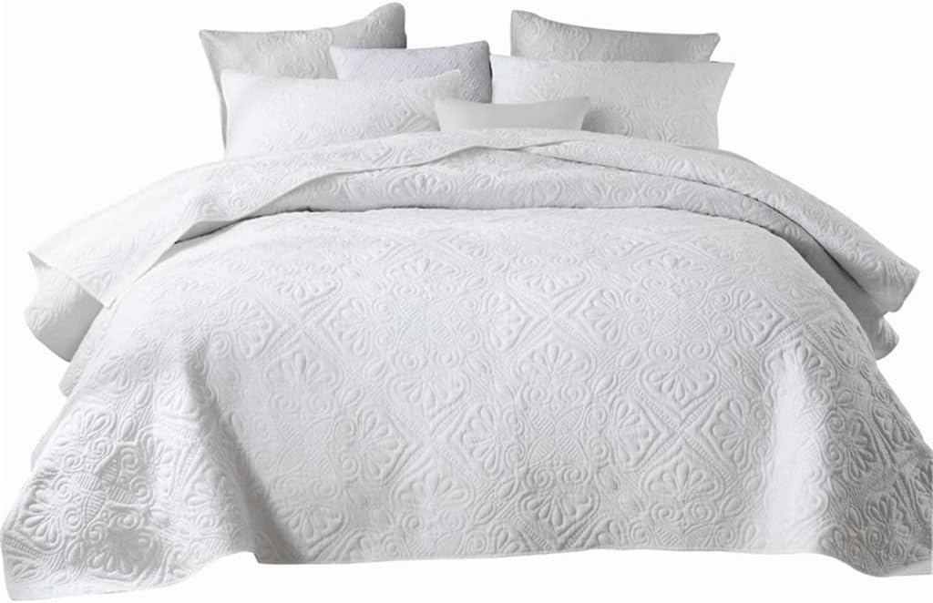 Quilted Quilt Spring/Summer Plain Weave Embroidered Cotton Three-Piece Plain Color Cool Quilt Bedding(220 * 250cm)