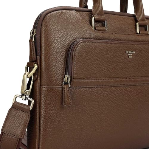 Image of Da Milano LeatherLaptop Bag for Men & Women | Laptop Messenger Bag | Fits Up To 15 inch Laptop | Ideal for Office Purpose (10018A)
