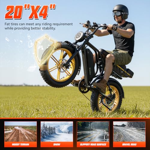 Image of TST Electric Bike for Adults 1500W Peak 20 inch Fat Tire All-Terrain E-Bike 60 Miles Electric Dirt Bike - 48V 15 AH Battery Electric Bicycle