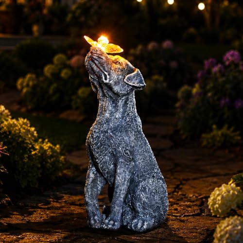 Fashionoda Garden Statue Dog Figurine Decor Outdoor Decoration with Butterfly for Garden Yard Lawn Home Decor Outside : Christmas Day Gifts Memorial for Women Mom Grandma