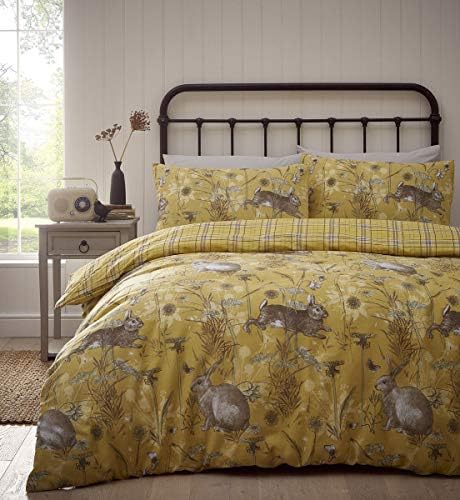 Portfolio Rabbit Meadow Duvet Cover Set Bedding, Polyester, Sage Green, King