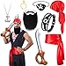 8 Piezas Accesorios para Disfraces de Piratas Incluye Diadema Roja Sombrero Cuchillo Inflable Parche de Ojo de Pirata Pendientes Collar y Pulsera Disfraz para Fiestas de Piratas Halloween