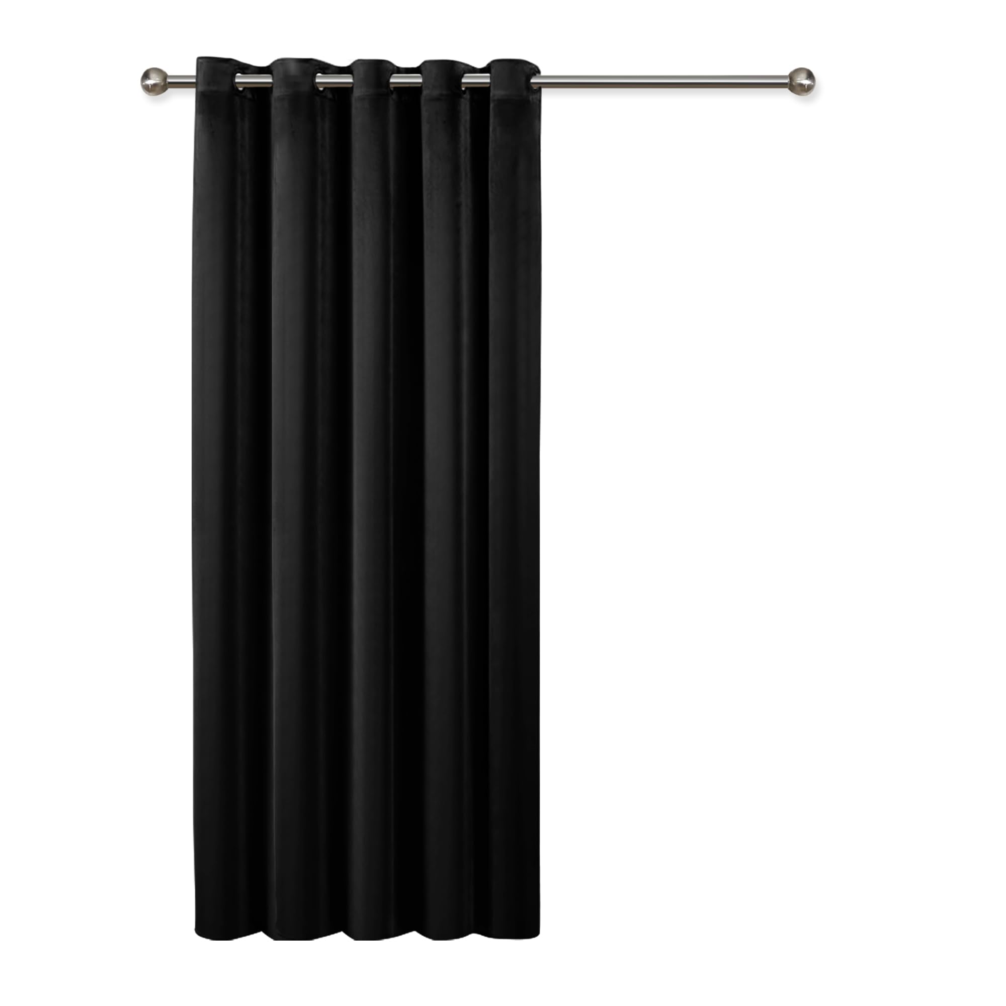 Imperial Rooms Crushed Velvet Curtains for Living Room 66x84 Inch Eyelet Blackout Curtains Super Soft Ring Top Thermal Insulated Black Curtain 1 Panel with Matching Tieback