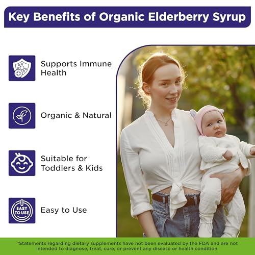 Wellements Organic Elderberry Syrup for Kids | Supports Immune Health* for Babies & Toddlers, Made with Organic Elderberry, USDA Certified Organic & Non GMO | 1 Year +, 4 Fl Oz