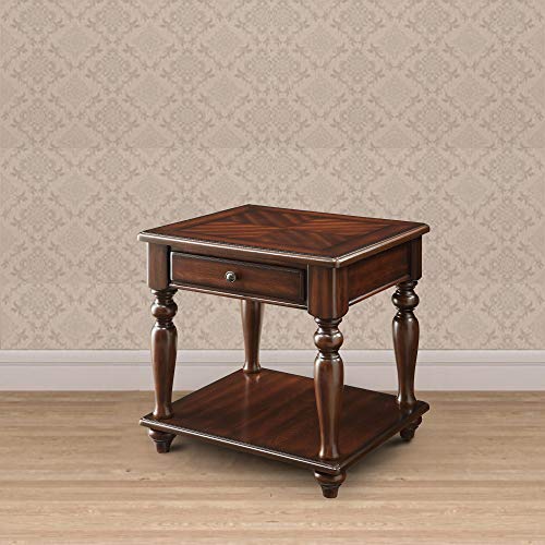 Benjara Benzara Wooden End Table With Drawer, Brown, #TOP5