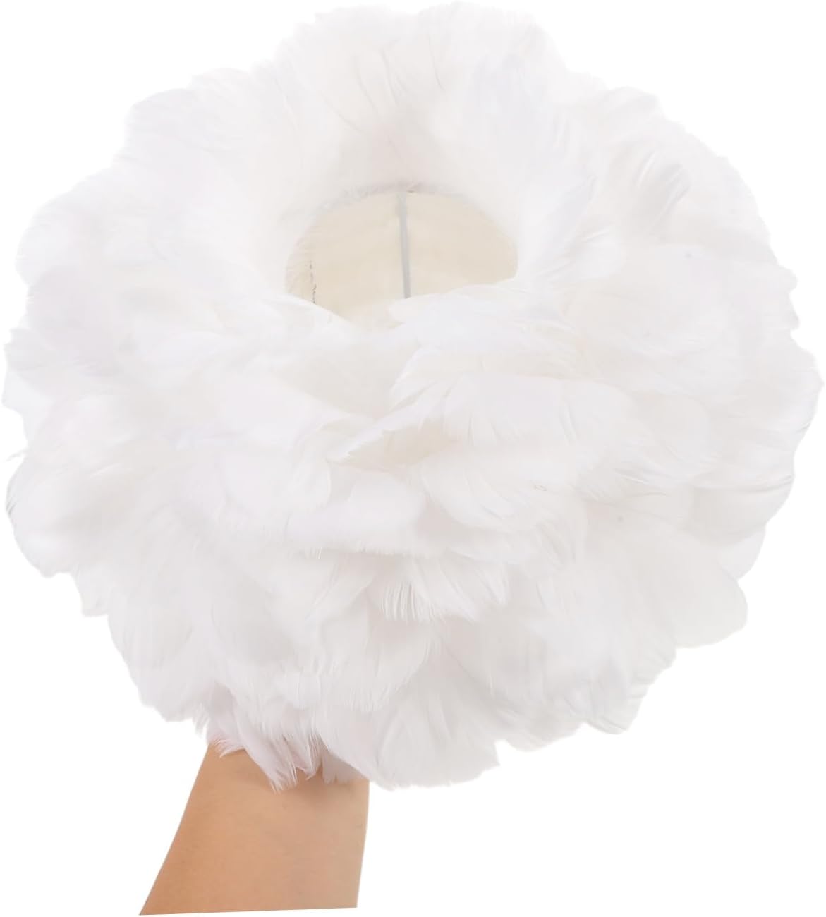 CHILDWEET Feather Pendant Lampshade 28cm Diameter White Plumage Ceiling Light Cover for Bedroom Table Lamp Living Room Hanging Light Fixture