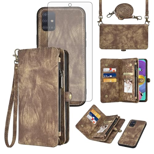 Étui Samsung Galaxy A51 4G Asuwish amovible avec fermeture éclair et protège-écran