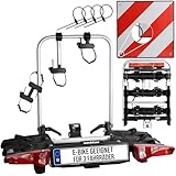 Uebler Fahrradträger Auto Kupplungsträger i31 60° für 3 Fahrräder E-Bike MTB faltbar inklusive reflektierende Warntafel 50x50cm + 4 Spanngummis