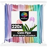 OfficeTree 220x Fil Chenille Loisir Creatif Pastel - 8 Couleurs - 30 cm de long - Cure Pip...
