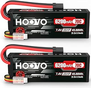 HOOVO 7.4V 70C 6200mAh 2S Lipo Battery Hard Case with Tracxas Plug for RC Car RC Helicopter RC Truck RC Truggy Airplane Quadcopter UAV Drone FPV (2 Packs