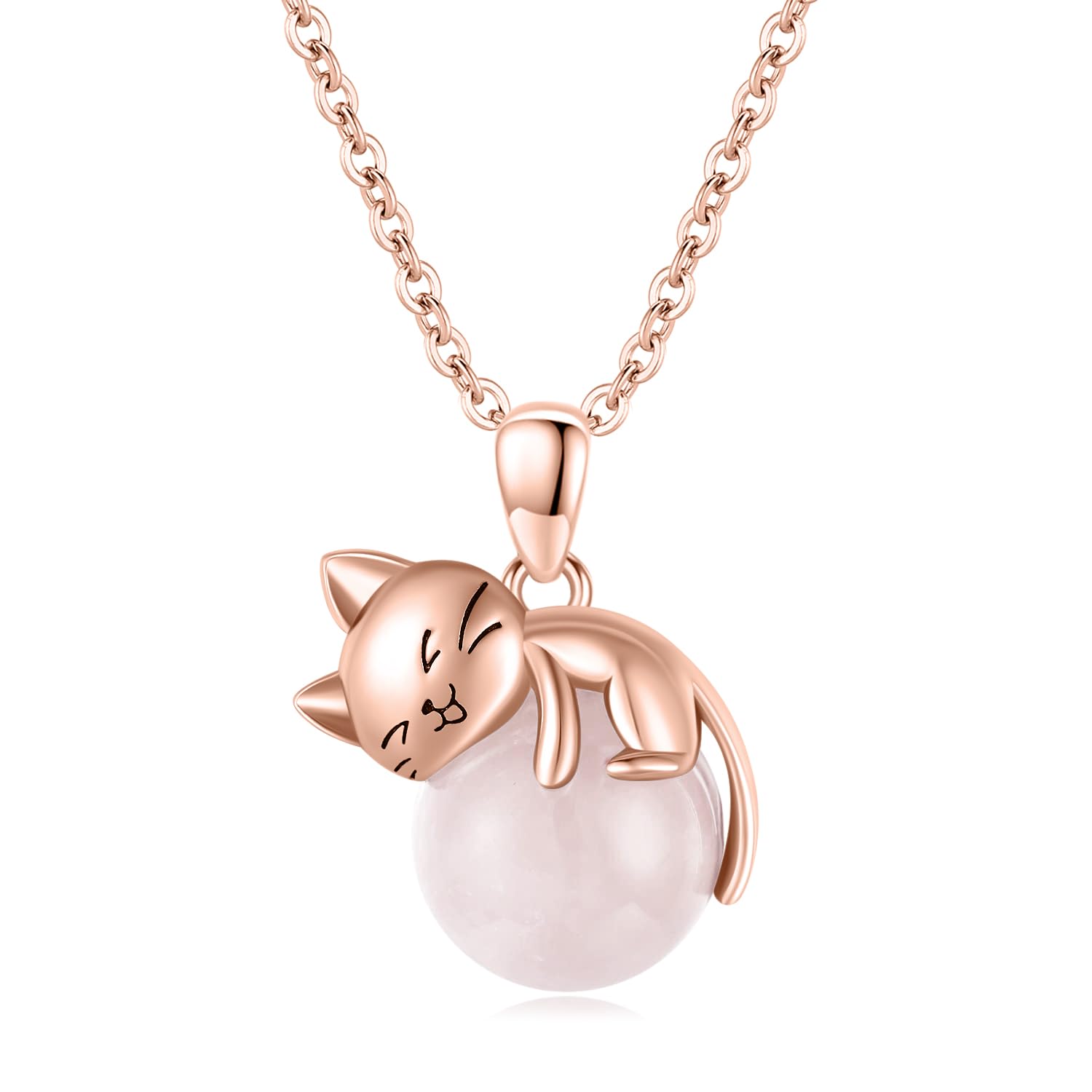 Vadmans Katze Geburtsstein Kette Sterling Silber Katze Geburtsstein Anhänger Halskette Tier Schmuck Geburtstag Geschenk für Damen