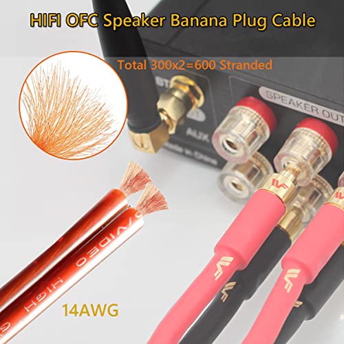 Ucinnovate 2 Pack High-End Pure Copper Hifi Ofc Speaker Wire Cable With Banana Plug, 3M Gold-Plated Banana Tip Plugs Male To Male 600 Strand 14 Awg For Audio Speaker Hifi System Home Theater (9.8Ft) #TOP3