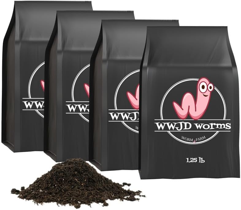 WWJD Worms Fundición de gusano orgánico para jardinería 5 libras - Procedente de gusanos rojos ondulantes - Enmiendas del suelo y tierra de