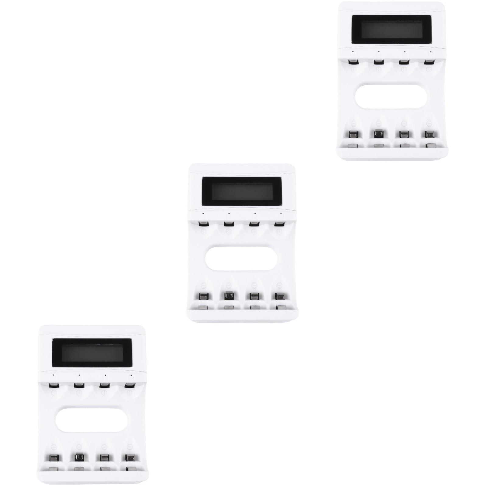 HEMOTON 3piezas Cargador De Batería LCD Inteligente Ranuras y Pantalla Carga USB para Baterías Recargables AA AAA Protección De Sobrecarga y Temperatura