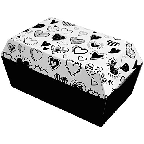 Bestlivings Haustiersarg, Tiersarg in vers. Größen, aus Wellkarton (biologisch abbaubar) - Tiersarg Bedruckt S - 200x125x95mm - Design: Herzen