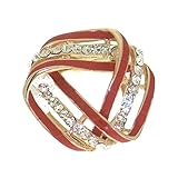 GLOXINIA Gold tone Crystal Red Scarf Clip/Brooch