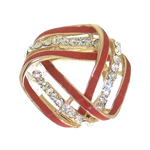 GLOXINIA Gold tone Crystal Red Scarf Clip/Brooch