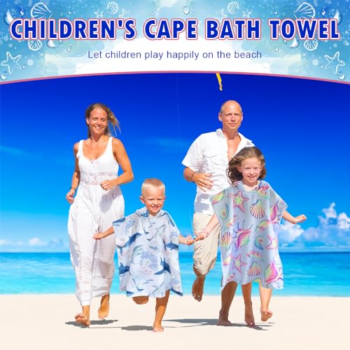 Badeponcho Kinder mit Kapuze, Mikrofaser Poncho Strandtuch, Handtuch Poncho für Mädchen und Jungen 2-8 Jahre (Meerjungfrau)