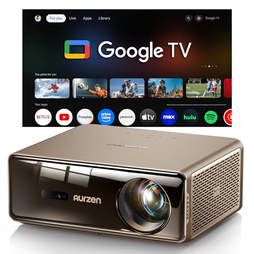 Image of Aurzen EAZZE D1 MAX Upgraded Google TV Smart Projector 4K Supported, Ultra-Bright 1000 ANSI Lumens, MEMC Tech, Fully Automatics, 20W DoIby Audio, Home Theater Movie Projector with WiFi and Bluetooth