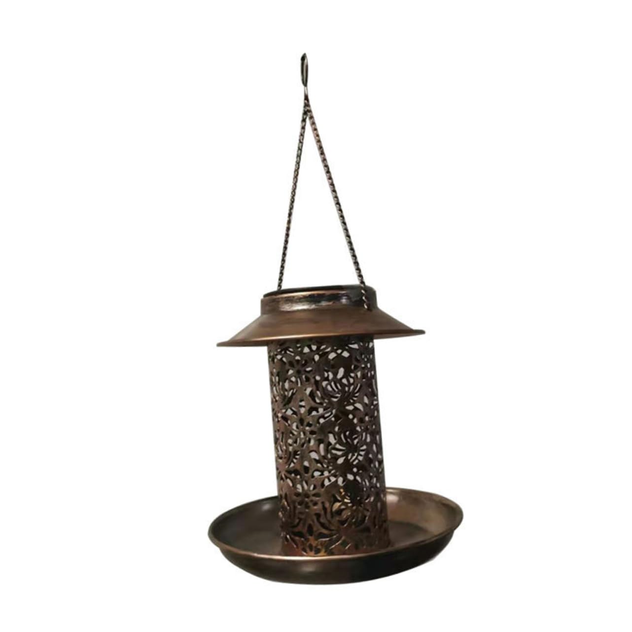 Distributeur oiseaux suspendu avec lanterne solaire de jardin