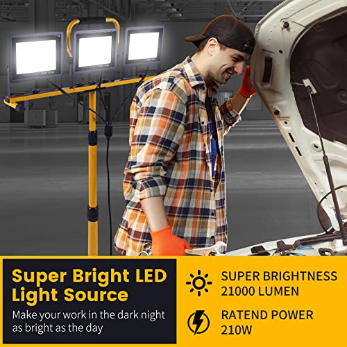 Aiptertet 86 Inch 21000 Lumen Work Lights With Stand, 3 Adjustable Head Led Work Light, With Adjustable And Foldable Tripod Stand, Waterproof Lamp With Individual Switch With 6500 Kelvin Color Temperature thumb #5