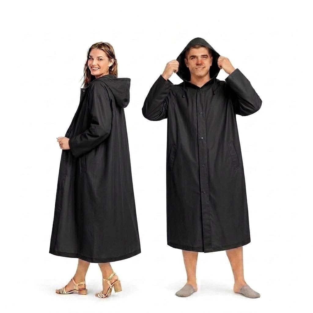 Waterproof Unisex Rain Coat with Hood, Black Pack of 2 – Full Sleeves Heavy Duty Outdoor Rainwear Poncho for Men, Women, Boys & Girls – Lightweight Travel Gear for Camping, Hiking & Traveling-picture-33