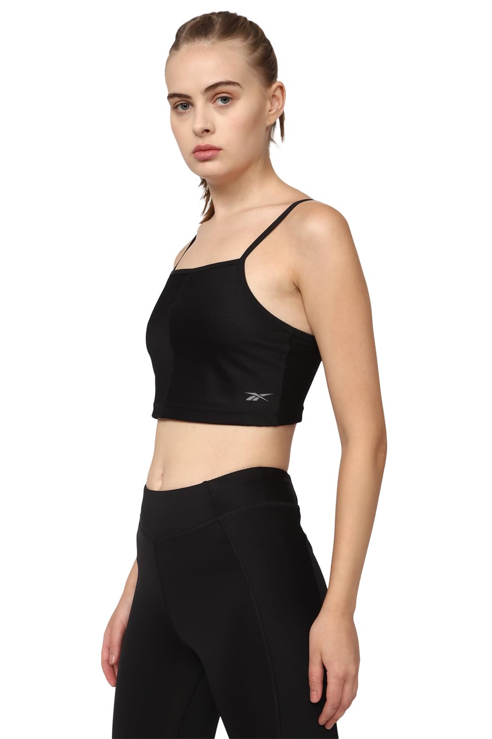 Reebok Women's Yoga Rib Crop Shirt, Schwarz, M/S,Large