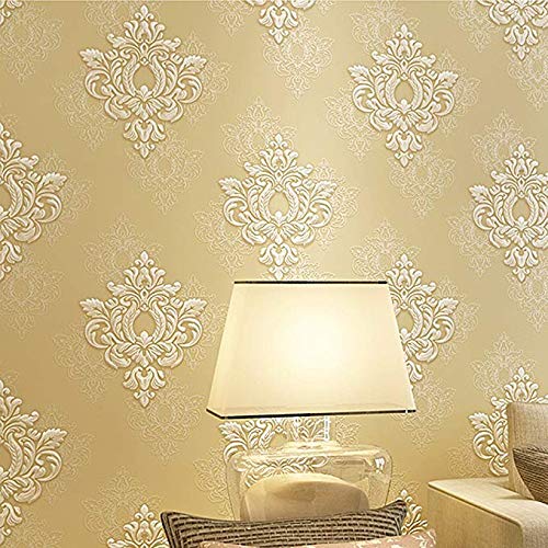 Papier peint non tissé 3D salon damas européen chic pour mur tv chambre