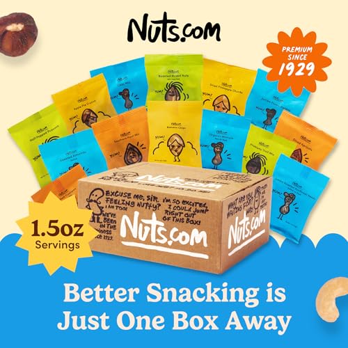 Image of Nuts.com - Nuts and Dried Fruits Snack Box - Gourmet Mix Assortment for Festive Gifts - Package Includes Mixed Nuts, Dried Apricots & Fruits, Trail Mix, Heat Mix and Apple Pie Crunch