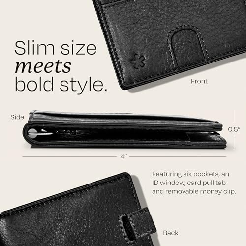 Swear Brands Full Grain Leather Wallet with RFID Blocking & Money Clip - Minimalist Bifold Wallet Holds 12 Cards - Easy Access Pull Tab - Ethically Sourced (Black)4