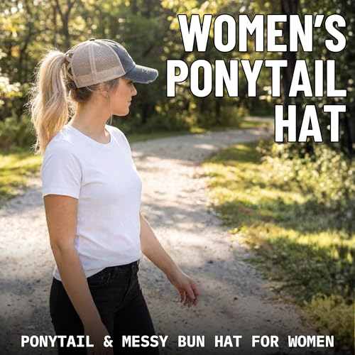 Image of Funky Junque Womens Baseball Cap Dad Hat Ponytail Messy Bun Trucker Ponycap
