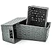 EZOWare 3pcs Weaving Storage Baskets, Multipurpose Wicker Organizer Bins Boxes with Handles for Shelf, Bathroom, Pantry, Accessories - Paper Rope Gray