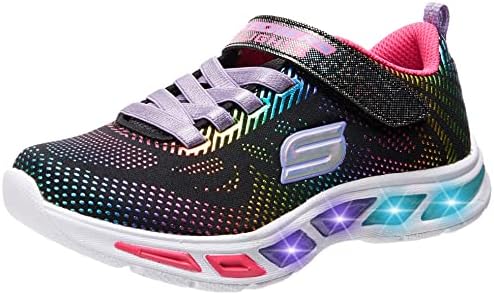 Skechers Kids Girl's Litebeams-Gleam N'Dream Sneaker, Black/Multi, 3.5 Big Kid