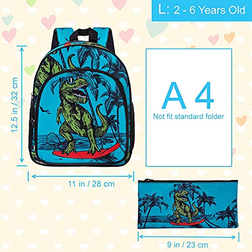 Mochila infantil para meninos, mochila infantil dinossauro de 12,5 pol.