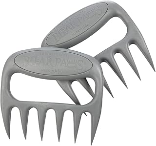 Bear Paws Meat Claws - The Original Meat Shredder Claws, USA Made - Easily Lift, Shred, Pull and Serve Meats - Ultra-Sharp, Ideal Meat Claws for Shredding Pulled Pork, Chicken, Beef and Turkey - Grey