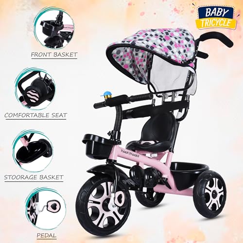 Image of AMARDEEP Baby Tricycle Rhodeo| Bis Approved Baby Tricycle - Safe, Stylish, And Sturdy | Plug And Play Assembly | Supports Up To 30 Kgs | Your Child'S First Adventure On Wheels! (Pink)