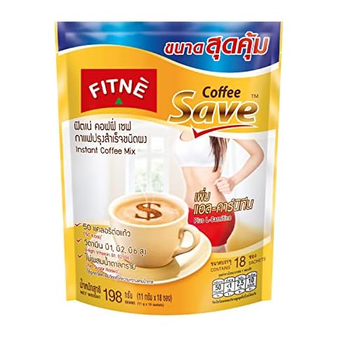 FITNE Instant 3 In 1 Coffee Packets Mix With L-Carnitine For Workout Exercise Vitamin B1 B2 B6 Smooth Blend No Sugar Sucralose Sweetener, 18 Sticks Cover