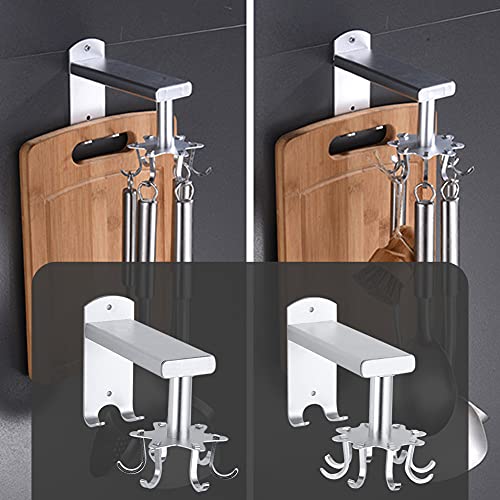 Wandgemonteerde Swivel Utensils Hanger, Ruimtebesparende Keukenrek Wandorganizer met 6/8 Verwijderbare Haken & 2… - Image 5