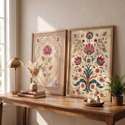 Image of HOTHOUSE Madhubani Art Wall Painting Traditional Home Decoration With Frame For Living Room Bed Room Hotel Wall Decor Digital Reprint Set of 2 (13X17 inch)