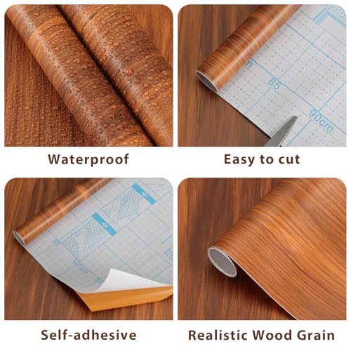 Papier peint grain de bois marron rouleau vinyle autocollant 45 - 3