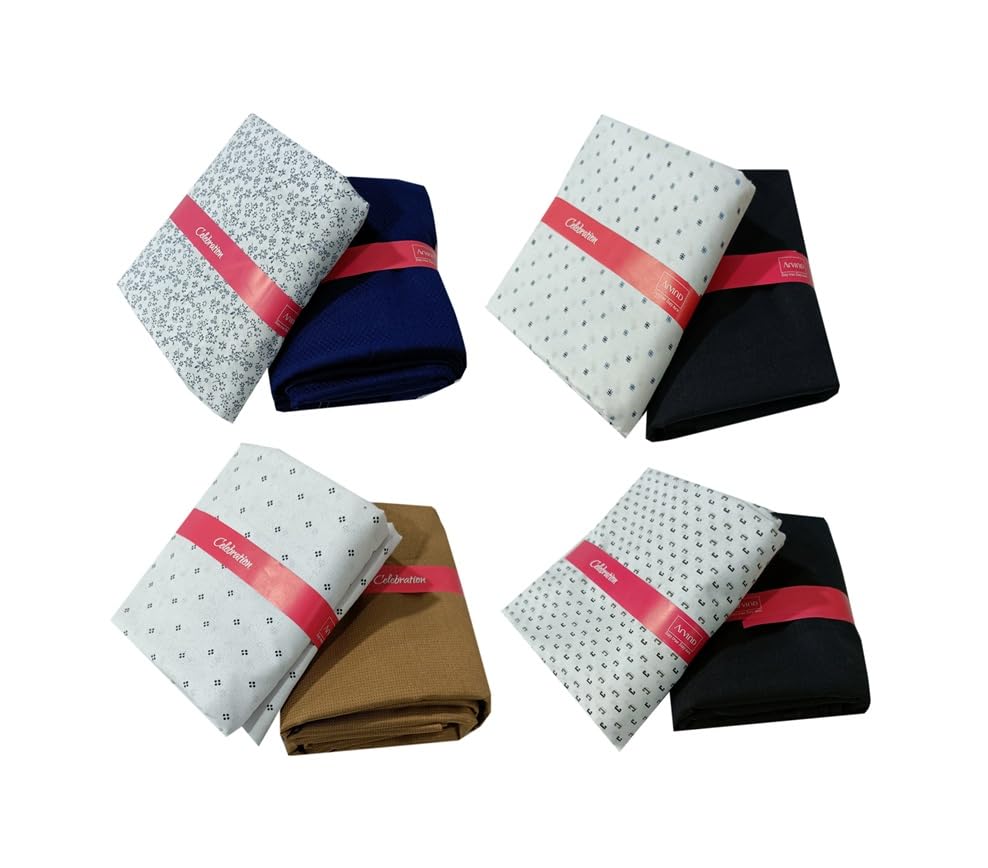 arvind Celebration Premium Cotton Fabric, 2 Piece Combo Pack, Unstitched Shirting Material with Floral and Solid Patterns, Regular Fit, Formal Style, 45 x 30 cm-picture-42