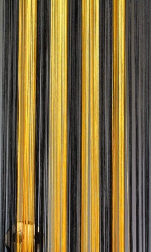 Kaikoon Fadenvorhang Fadenstore Vorhang schwarz - gelb 90 cm x 240 cm (BxH) Flagge Fanshop