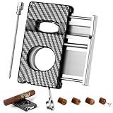 DXXULL Cigar Cutter,5 in 1 Cigar Cutter Set,Built-in Cigar V Cutter, Cigar Flat Cutter, Cigar Punch, Cigar Draw Enhancer and Cigar Holder,Ergonomic Design, Great Gift for Christmas, Father's Day