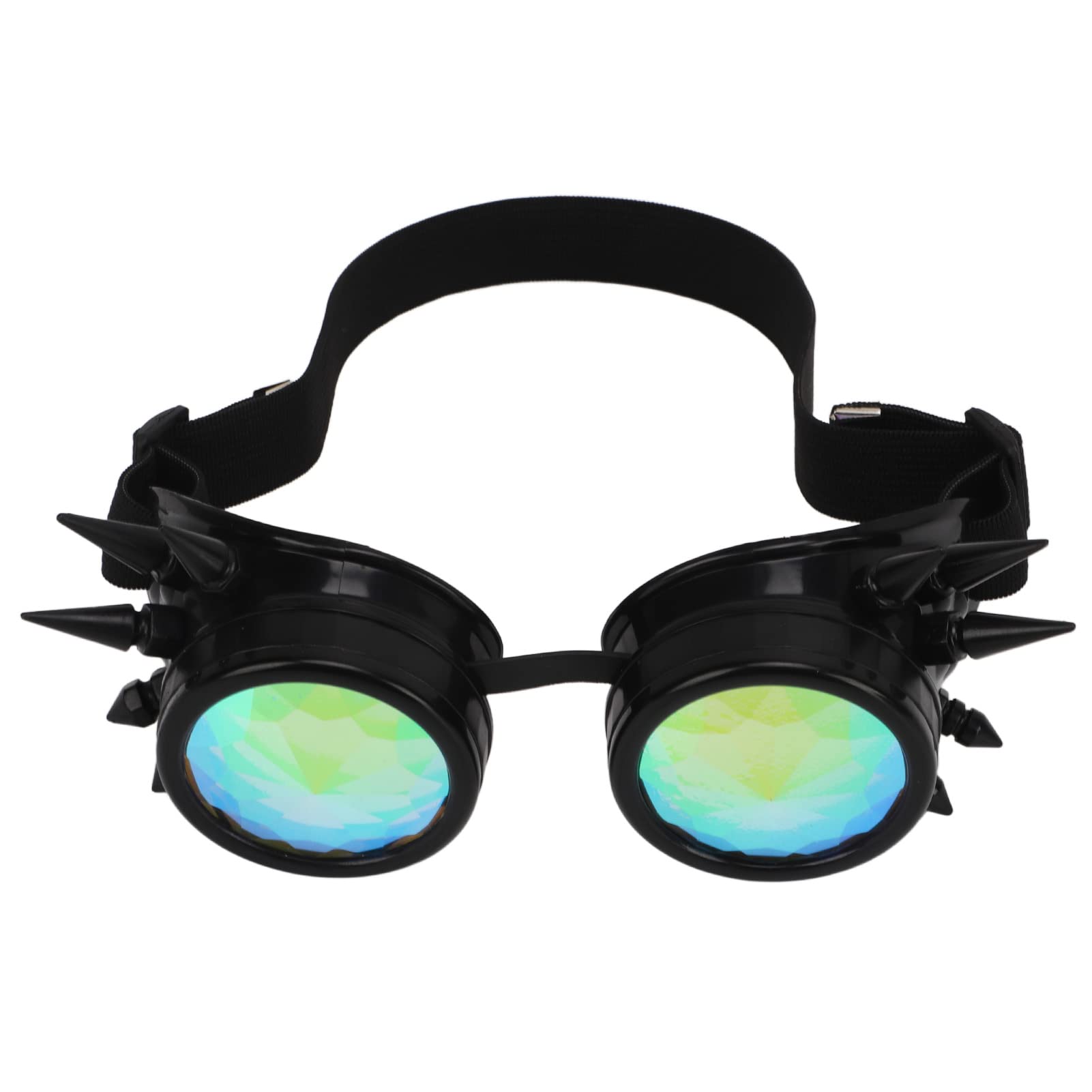 Steampunk Retro Eyewear PC e lenti abbaglianti con caleidoscopio ABS con cinturino elastico regolabile per la festa di decorazione retrò Halloween (Nero)