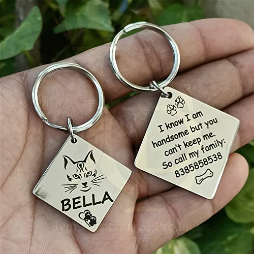 Image of Jypr Customized Product's Pet Id Tag Personalize Black Engraved Name Collar Tag For Your Loving Pet Dog, Cat, Puppy, Horse (Square Shape Face Tag 2 Mm Thick