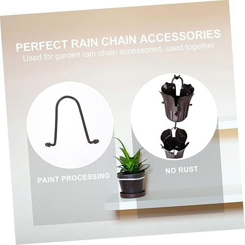Miniatura 7 de 4 ganchos de cadena de lluvia de metal, adaptador para instalación de canalones, ganchos de drenaje decorativos fáciles de usar para decoración de